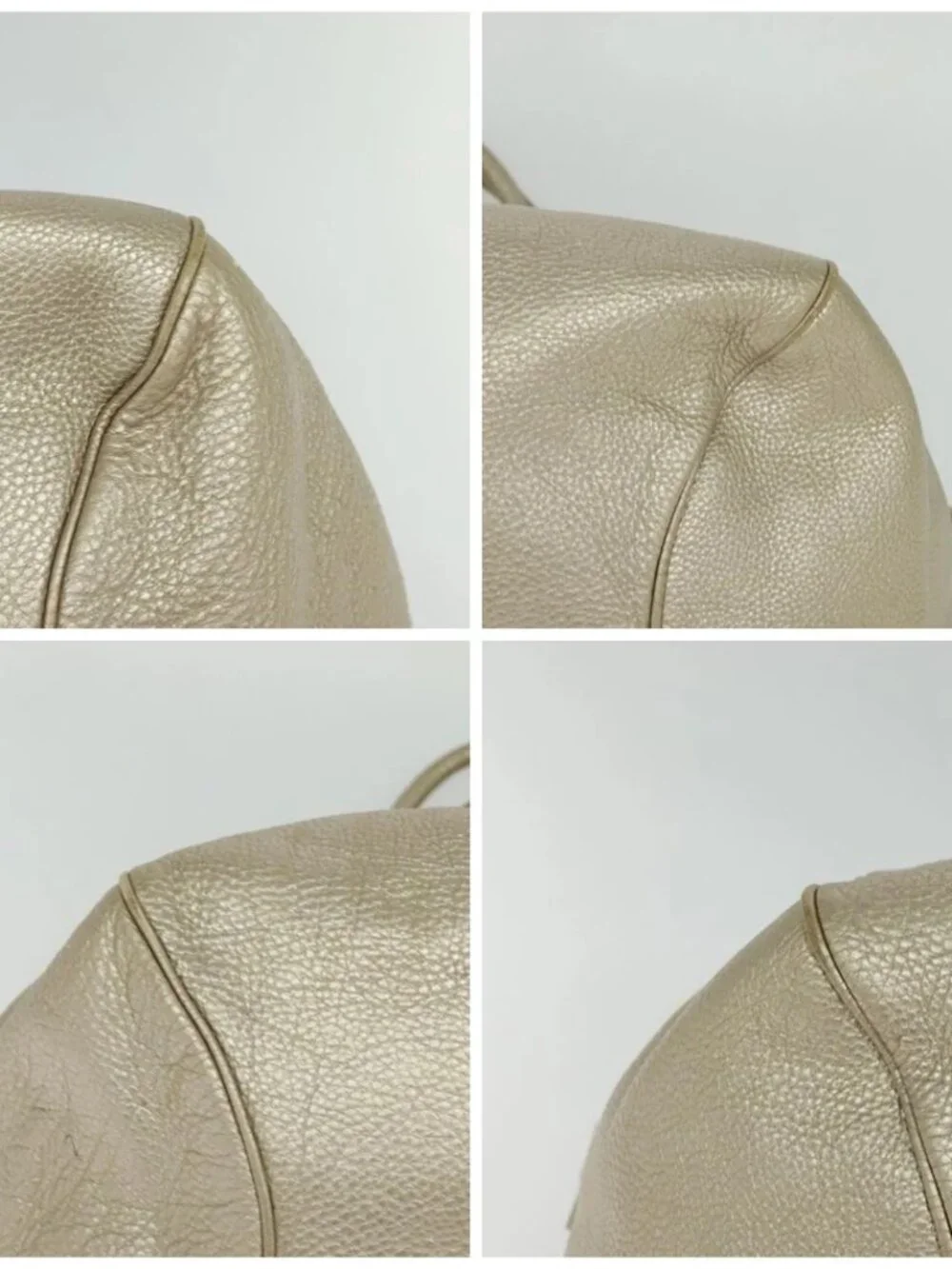 Salvatore Ferragamo Gancini Tote Bag Leather Silver Gold Auth JB034